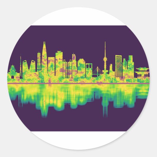 Sticker Rond Skyline Séoul Corée du Sud (Devant)