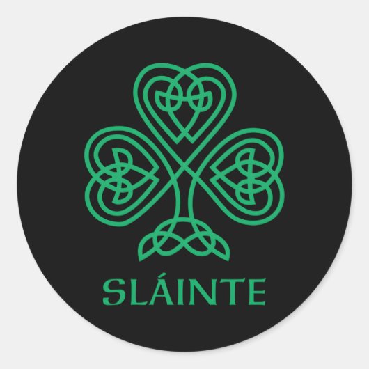 Sticker Rond Slainte Irlandais Vert Shamrock Celtic Knot Irland (Devant)
