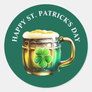 Sticker Rond Sláinte shamrock de bière irlandaise St Patrick's