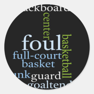 Sticker Rond Slam Dunk de Mots: Jeu de Basket-ball des Champion
