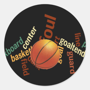 Sticker Rond Slam Dunk de Vocabulaire : Jeu de Basket-ball des 