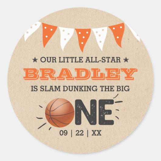 Sticker Rond Slam Dunking The Big One | Basketball 1er annivers (Devant)