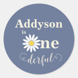 Sticker Rond Slate Blue Onederful Premier Anniversaire