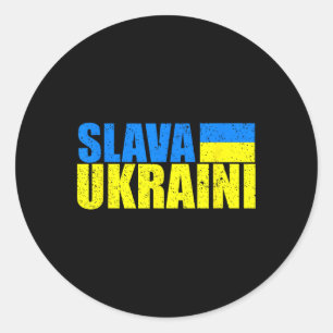 Sticker Rond Slava Ukraïni Couleurs du drapeau ukrainien en dét