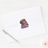 Sticker Rond Slay Capybara Funny Animal Meme (Enveloppe)