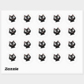 Sticker Rond Sleek Black Cat Design (Feuille)