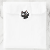 Sticker Rond Sleek Black Cat Design (Sac)