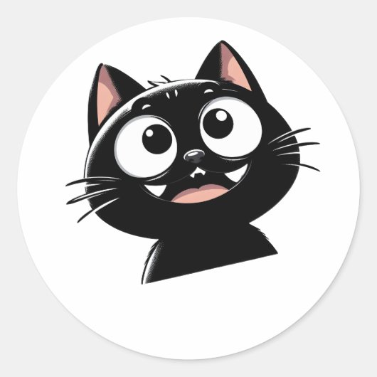 Sticker Rond Sleek Black Cat Design (Devant)