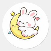 Sticker Rond Sleeping Bunny Moon Easter Design (Devant)