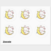 Sticker Rond Sleeping Bunny Moon Easter Design (Feuille)