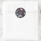 Sticker Rond Sleepover fête noire rose violet d'interpolation p (Sac)