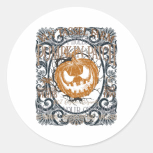 Sticker Rond Sleepy Hollow Citrouille cueillette ferme drôle Ha