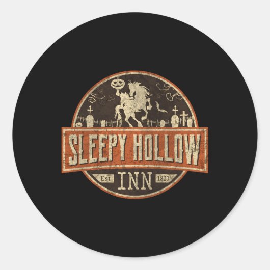 Sticker Rond Sleepy Hollow Inn Halloween Headless Horse (Devant)