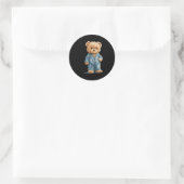Sticker Rond Sleepy Teddy Bear In Comfy Pajamas For Boys And Gi (Sac)