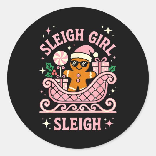 Sticker Rond Sleigh Girl Cute Cookie Christmas  (Devant)