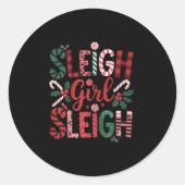 Sticker Rond Sleigh Girl Sleigh Funny Little Women's Retro Chri (Devant)