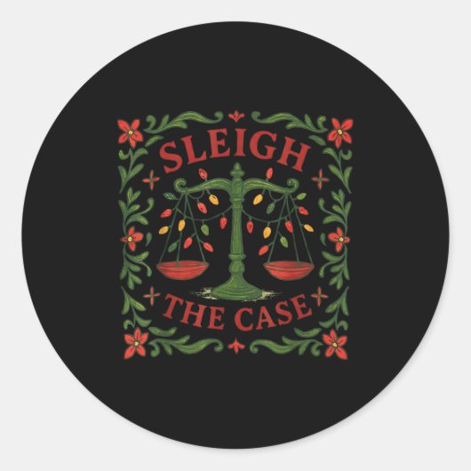 Sticker Rond Sleigh The Case Funny Lawyer Xmas Design  (Devant)