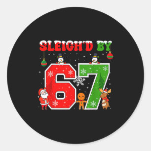 Sticker Rond Sleighd par 67 drôle Six Seven Meme 6 7 Noël