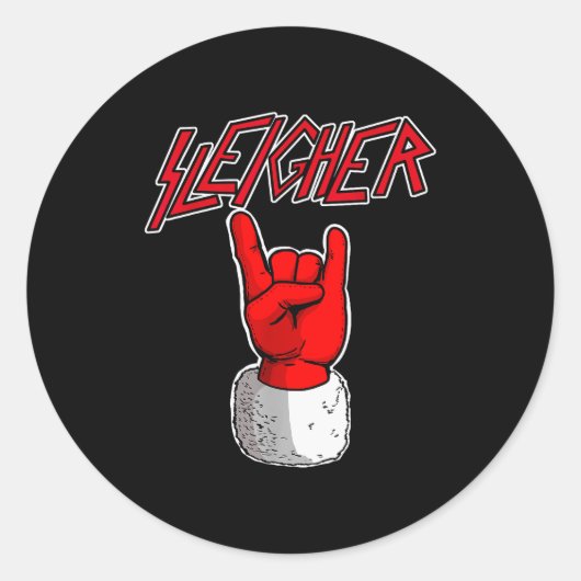 Sticker Rond Sleigher Santa Claus Metal Christmas Funny Hail Sa (Devant)