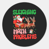 Sticker Rond Sleighing Math Problems Funny Teacher Christmas Qu (Devant)