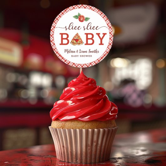 Sticker Rond Slice Slice Baby Pizza Baby shower Favoriser Stick