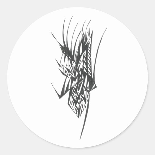 Sticker Rond Slide noir blanc Abstrait tatouage tribal (Devant)