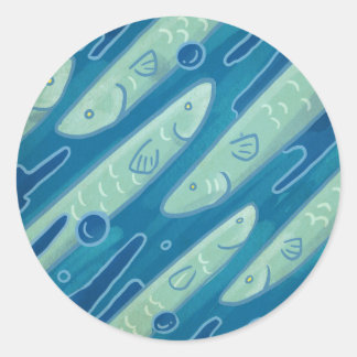 Sticker Rond Slippery Eel - Animal Pattern Illustration