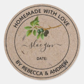 Sticker Rond Sloe Gin Kraft Couleur fait maison avec amour (Devant)