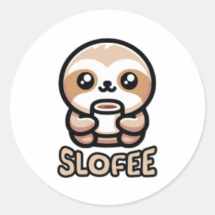 Sticker Rond Slofee ! Caricature de la machine à espresso