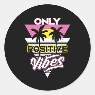 Sticker Rond Slogan Rétro Vibes Positives