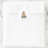Sticker Rond Sloth au Bodybuilding avec Barbell (Sac)