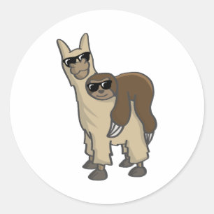 Sticker Rond Sloth Chills sur Lama Alpaca cadeau Cool
