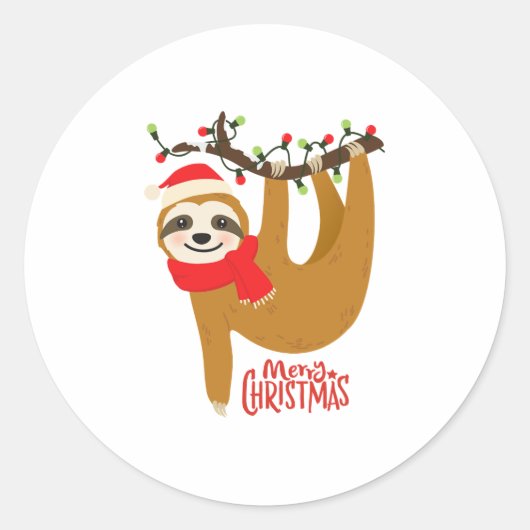 Sticker Rond Sloth Christmas (Devant)