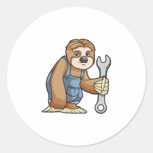 Sticker Rond Sloth comme artisan avec clé