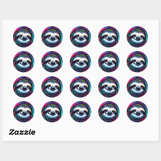 Sticker Rond Sloth cosmique (Feuille)