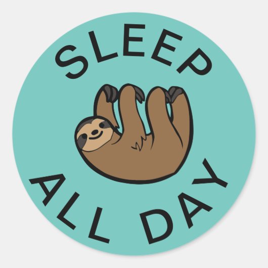Sticker Rond Sloth Dormir toute la journée (Devant)