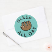 Sticker Rond Sloth Dormir toute la journée (Enveloppe)