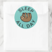 Sticker Rond Sloth Dormir toute la journée (Sac)