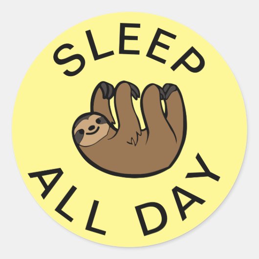 Sticker Rond Sloth Dormir toute la journée (Devant)