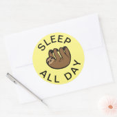 Sticker Rond Sloth Dormir toute la journée (Enveloppe)