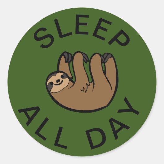 Sticker Rond Sloth Dormir toute la journée (Devant)