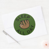 Sticker Rond Sloth Dormir toute la journée (Enveloppe)