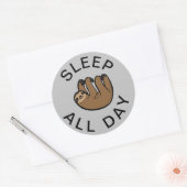 Sticker Rond Sloth Dormir toute la journée (Enveloppe)