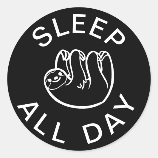 Sticker Rond Sloth Dormir toute la journée (Devant)