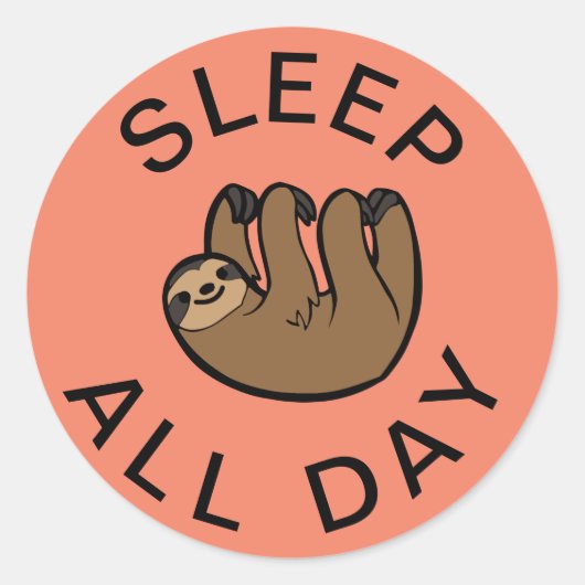 Sticker Rond Sloth Dormir toute la journée (Devant)