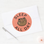 Sticker Rond Sloth Dormir toute la journée (Enveloppe)