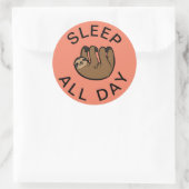 Sticker Rond Sloth Dormir toute la journée (Sac)