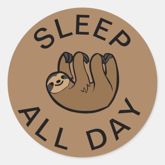 Sticker Rond Sloth Dormir toute la journée (Devant)