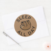 Sticker Rond Sloth Dormir toute la journée (Enveloppe)