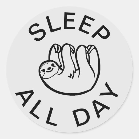 Sticker Rond Sloth Dormir toute la journée (Devant)